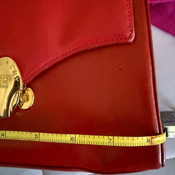 EUC Givenchy Vintage Red Leather Crossbody Bag with Gold Clasp.  8.5 x 8.5 - Picture 11 of 14